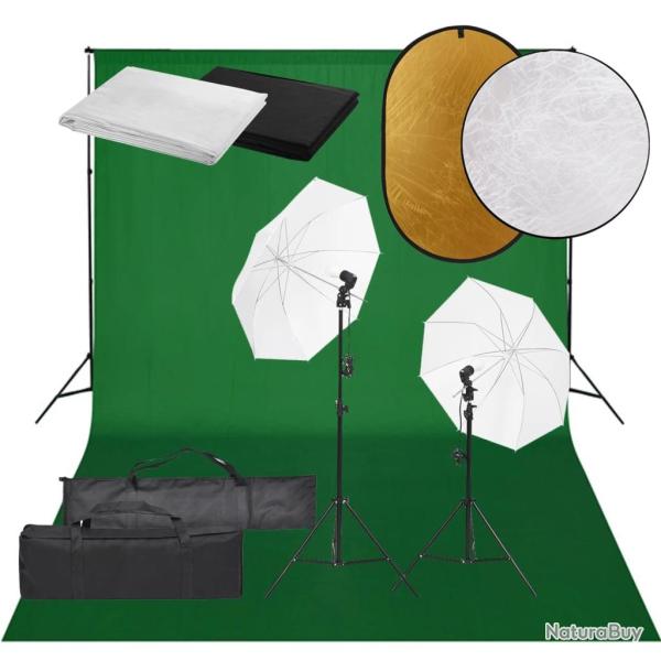 Kit de studio photo avec �clairage toile de fond et r�flecteur noir 02_0042487