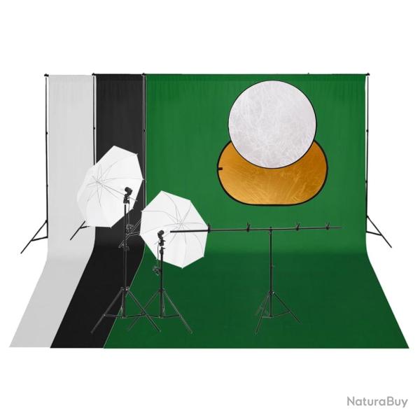 Kit de studio photo avec �clairage toile de fond et r�flecteur noir 02_0042477