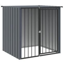 Niche pour chien avec toit 110 x 103 x 109 cm acier galvanis&eacute; noir 02_0043513