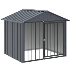 Niche pour chien avec toit 117 x 103 x 102 cm acier galvanis&eacute; noir 02_0043514