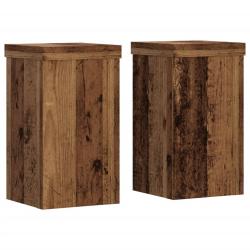 Supports pour plantes meuble fleurs lot de 2 vieux bois bois d'ing&eacute;nierie marron 02_0045369