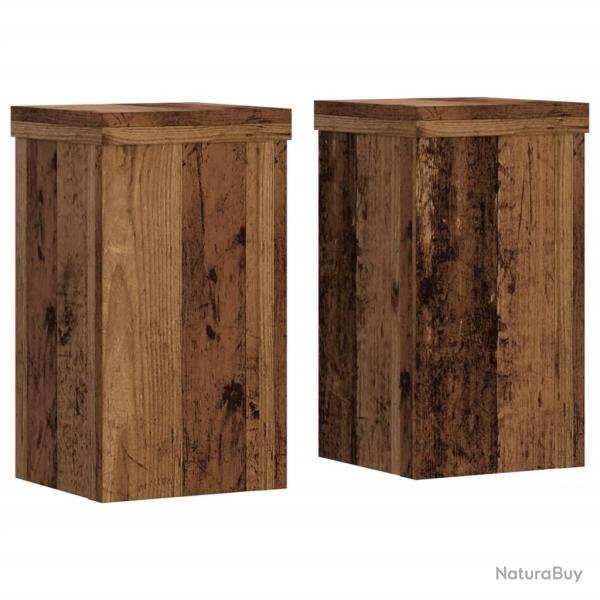 Supports pour plantes meuble fleurs lot de 2 vieux bois bois d'ing�nierie marron 02_0045369