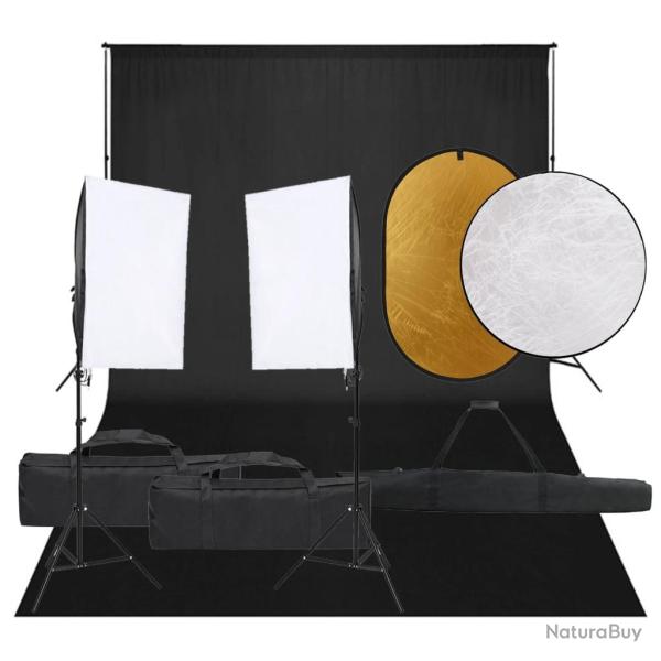 Kit de studio photo avec �clairage toile de fond et r�flecteur noir 02_0042484