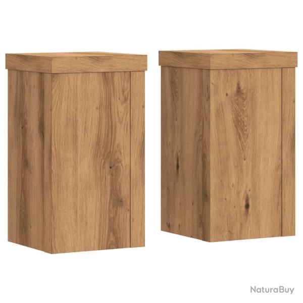 Supports pour plantes meuble fleurs lot de 2 artisanal bois d'ing�nierie marron 02_0045290