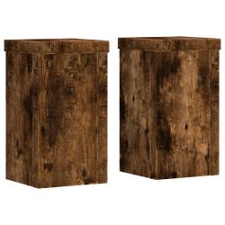 Supports pour plantes meuble fleurs lot de 2 bois d'ing&eacute;nierie marron 02_0045310