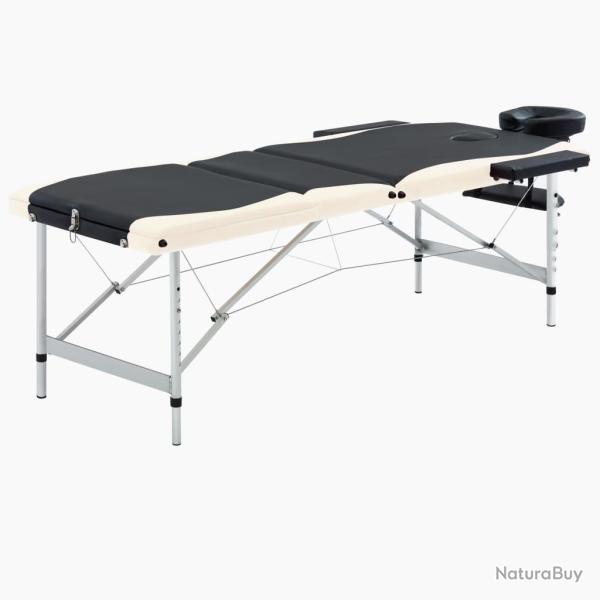 Table de massage pliable 3 zones Inox noir et beige 02_0001821