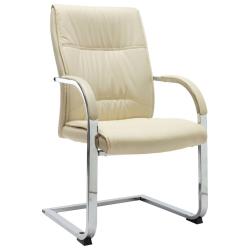 Chaise fauteuil si&egrave;ge de bureau informatique &eacute;tude cantilever similicuir cr&egrave;me 02_0023990