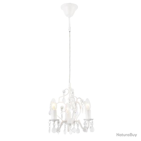 Lustre de cristal suspension cristal 40 watts m�tal et plastique blanc 03_0002812
