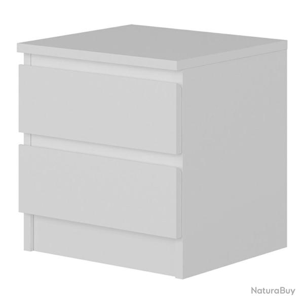 Table de chevet � 2 tiroirs 42 x 40 x 37 cm blanc 03_0008675