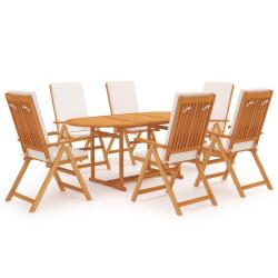 Salon de jardin meuble d'ext&eacute;rieur ensemble de mobilier 7 pi&egrave;ces avec coussins bois de teck massif