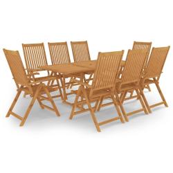 Salon de jardin meuble d'ext&eacute;rieur ensemble de mobilier 9 pi&egrave;ces bois de teck massif 02_0018250