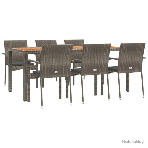 Mobilier � d�ner de jardin et coussins 7 pi�ces gris rotin 02_0014895