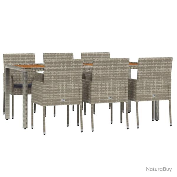 Mobilier � d�ner de jardin et coussins 7 pi�ces gris rotin 02_0014897