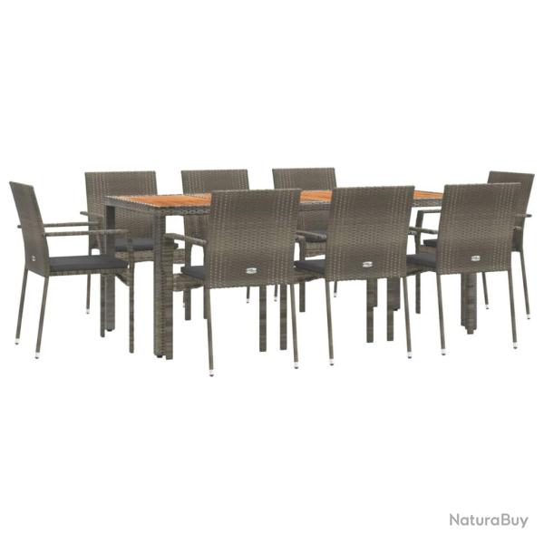 Ensemble de salle � manger de jardin meuble ext�rieur 9 pi�ces avec coussins gris 02_0014074