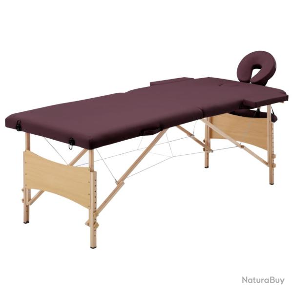 Table de massage pliable 2 zones bois violet vin 02_0001819