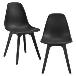 Set de 2 chaises de cuisine salle &agrave; manger plastique 83 cm noir 03_0003631