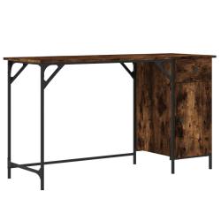 Bureau table poste de travail meuble d'ordinateur informatique &eacute;tude d'ordinateur ch&ecirc;ne fum&eacute; 131 x