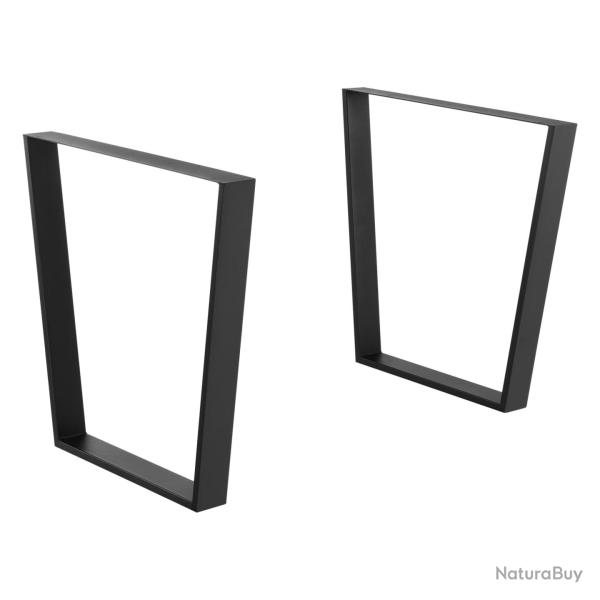 Set de 2 pieds de table diy avec embouts de protection 55 - 75 x 72 cm noir mat 03_0008080