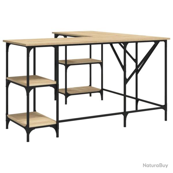 Bureau table poste de travail meuble d'ordinateur informatique �tude ch�ne sonoma 139 x 139 x 75 cm