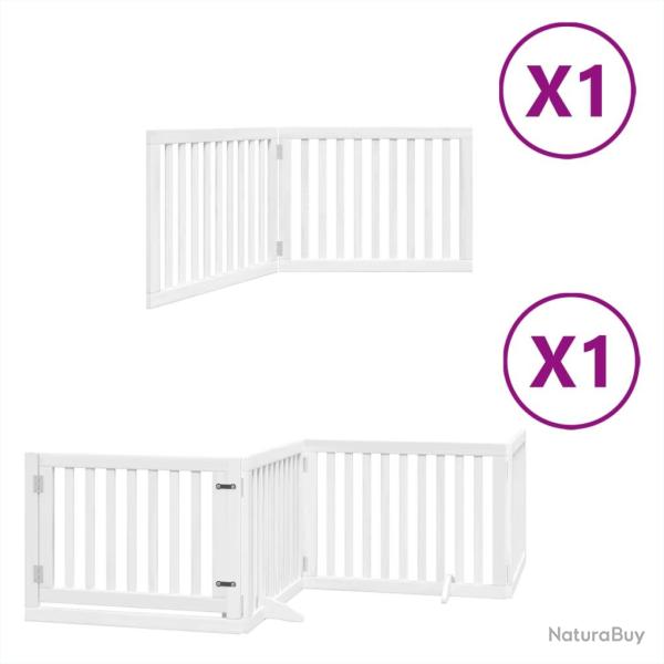 Barri�re de s�curit� pour chien animaux de compagnie porte pliable 6 panneaux bois peuplier blanc 0