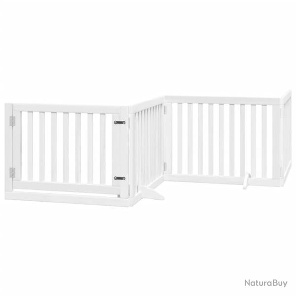 Barri�re de s�curit� pour chien animaux de compagnies et porte 4 panneaux bois de peuplier blanc 02