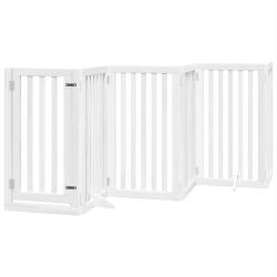 Barri&egrave;re de s&eacute;curit&eacute; pour chien animaux de compagnies et porte 6 panneaux bois de peuplier blanc 02