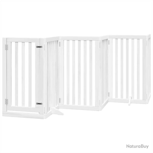 Barri�re de s�curit� pour chien animaux de compagnies et porte 6 panneaux bois de peuplier blanc 02