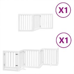 Barri&egrave;re de s&eacute;curit&eacute; pour chien animaux de compagnie porte pliable 9panneaux bois peuplier blanc 02
