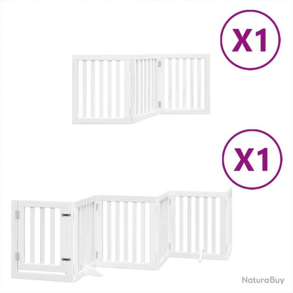 Barri�re de s�curit� pour chien animaux de compagnie porte pliable 9panneaux bois peuplier blanc 02