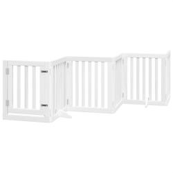 Barri&egrave;re de s&eacute;curit&eacute; pour chien animaux de compagnies et porte 6 panneaux bois de peuplier blanc 02
