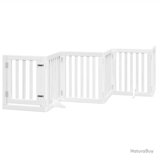 Barri�re de s�curit� pour chien animaux de compagnies et porte 6 panneaux bois de peuplier blanc 02