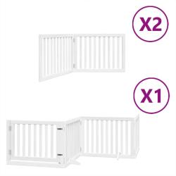 Barri&egrave;re de s&eacute;curit&eacute; pour chien animaux de compagnie porte pliable 8panneaux bois peuplier blanc 02