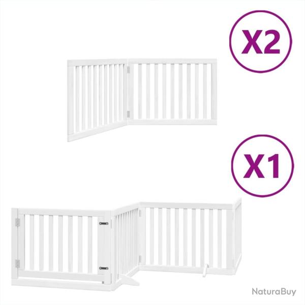 Barri�re de s�curit� pour chien animaux de compagnie porte pliable 8panneaux bois peuplier blanc 02