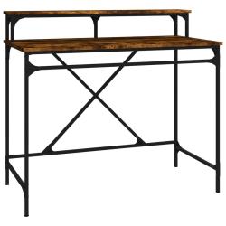 Bureau table poste de travail meuble d'ordinateur informatique &eacute;tude ch&ecirc;ne fum&eacute; 100 x 50 x 90 cm bo