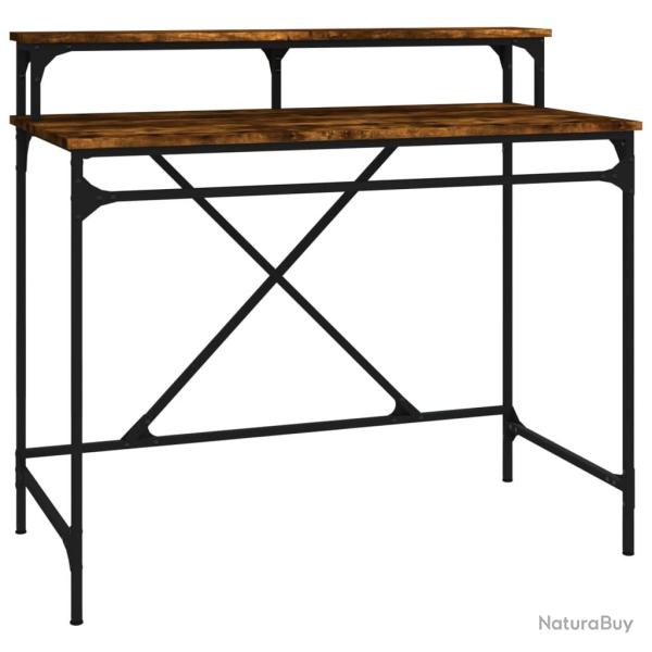 Bureau table poste de travail meuble d'ordinateur informatique �tude ch�ne fum� 100 x 50 x 90 cm bo