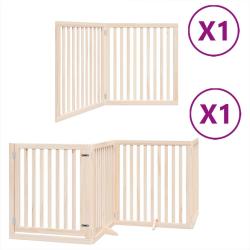 Barri&egrave;re de s&eacute;curit&eacute; pour chien animaux de compagnie avec porte pliable 6 panneaux bois peuplier ma