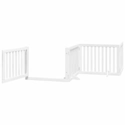 Barri&egrave;re de s&eacute;curit&eacute; pour chien animaux de compagnie porte pliable 12 panneaux bois de peuplier bla