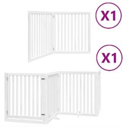 Barri&egrave;re de s&eacute;curit&eacute; pour chien animaux de compagnie porte pliable 6 panneaux bois peuplier blanc 0