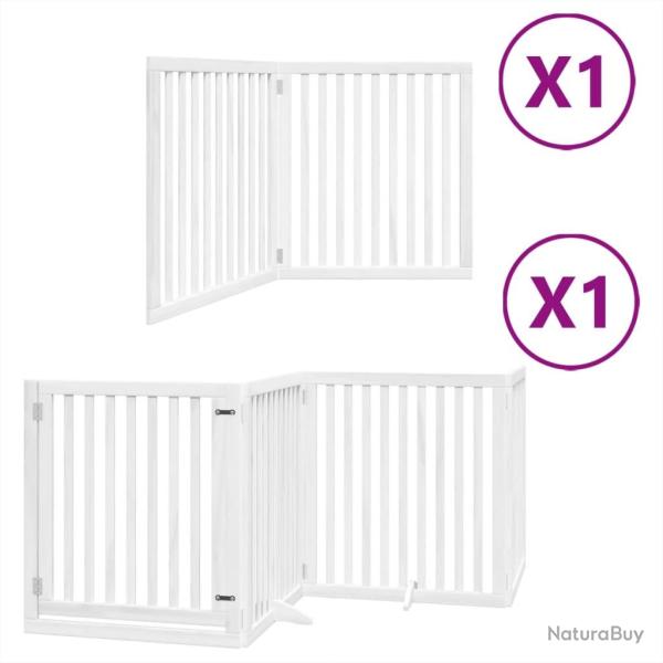 Barri�re de s�curit� pour chien animaux de compagnie porte pliable 6 panneaux bois peuplier blanc 0