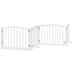 Barri&egrave;re de s&eacute;curit&eacute; pour chien animaux de compagnies et porte 4 panneaux bois de peuplier blanc 02