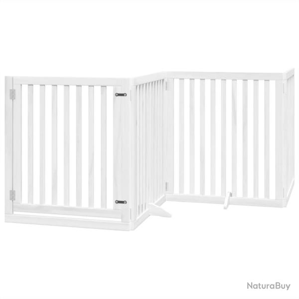 Barri�re de s�curit� pour chien animaux de compagnies et porte 4 panneaux bois de peuplier blanc 02