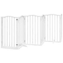 Barri&egrave;re de s&eacute;curit&eacute; pour chien animaux de compagnies et porte 6 panneaux bois de peuplier blanc 02