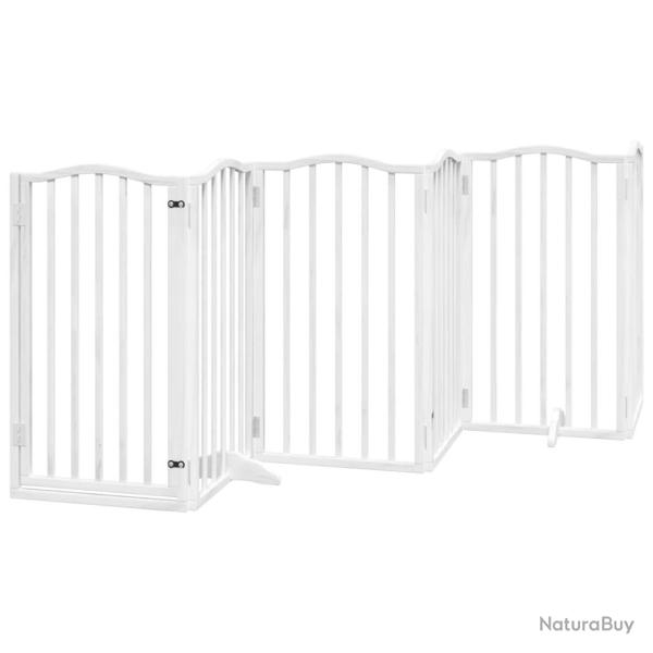 Barri�re de s�curit� pour chien animaux de compagnies et porte 6 panneaux bois de peuplier blanc 02