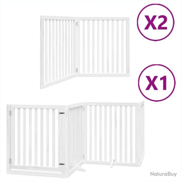Barri�re de s�curit� pour chien animaux de compagnie porte pliable 8panneaux bois peuplier blanc 02