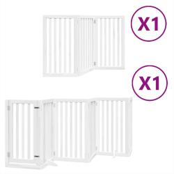 Barri&egrave;re de s&eacute;curit&eacute; pour chien animaux de compagnie porte pliable 9 panneaux bois peuplier blanc 0