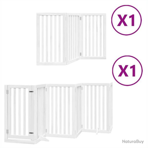 Barri�re de s�curit� pour chien animaux de compagnie porte pliable 9 panneaux bois peuplier blanc 0