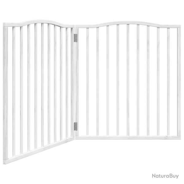 Barri�re de s�curit� pour chien animaux de compagnies et porte 4 panneaux bois de peuplier blanc 02