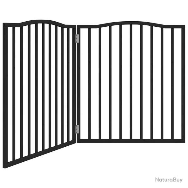 Barri�re de s�curit� pour chien animaux de compagnie pliable 2 panneaux bois de peuplier noir 02_00