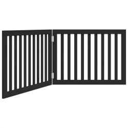 Barri&egrave;re de s&eacute;curit&eacute; pour chien animaux de compagnie pliable 2 panneaux bois de peuplier noir 02_00