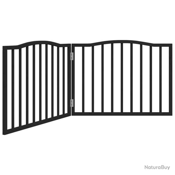 Barri�re de s�curit� pour chien animaux de compagnie pliable 2 panneaux bois de peuplier noir 02_00